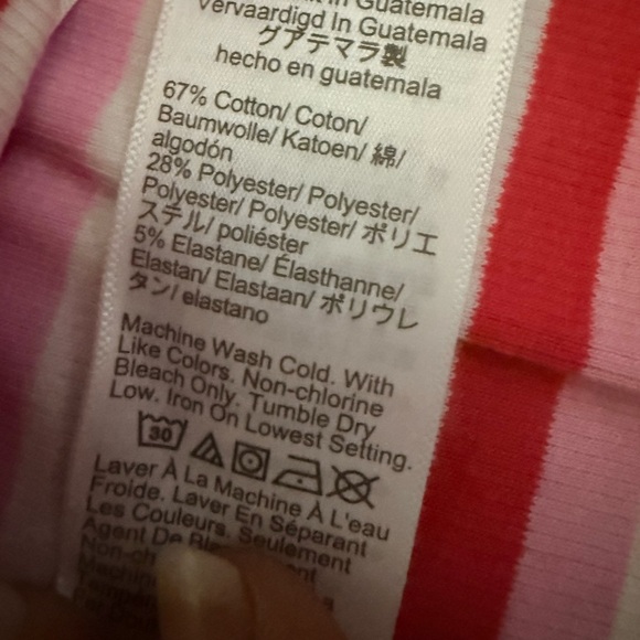 J. Crew Factory Like New Pink and White Striped Ribbed Turtleneck Top - Picture 3 of 3